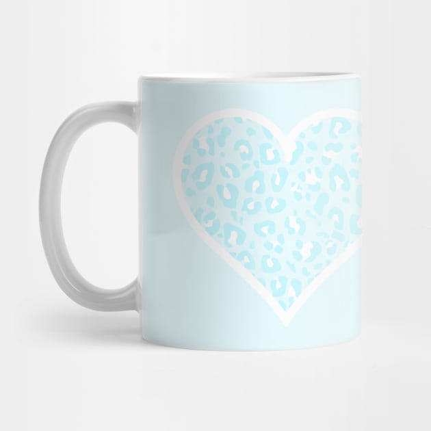 Pastel Blue and White Leopard Print Heart by bumblefuzzies